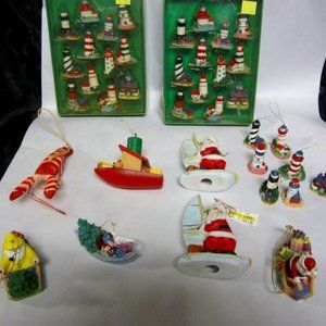 VINTAGE 70'S TO 90'S NAUTICAL MOTIF ORNAMENTS SET OF 10